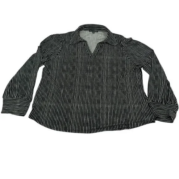 Adrianna‎ Papell Black White Stripes Blouse Top Women's Size XL - Picture 5 of 10